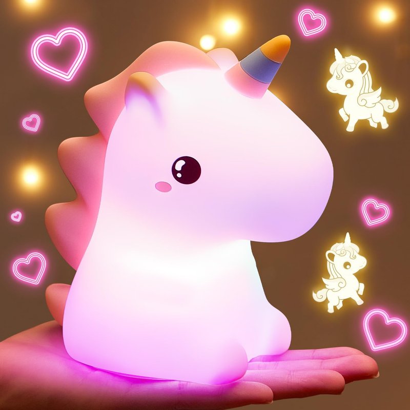 Unicorn Night Light Baby Nursing Light, 1200 mAh Bedside Lamp Children, Night Light Children, 16 Colours, 5 Brightness, Unicorn Gifts for Girls, Baby Room Decoration, Kawaii Decoration, Baby Gift