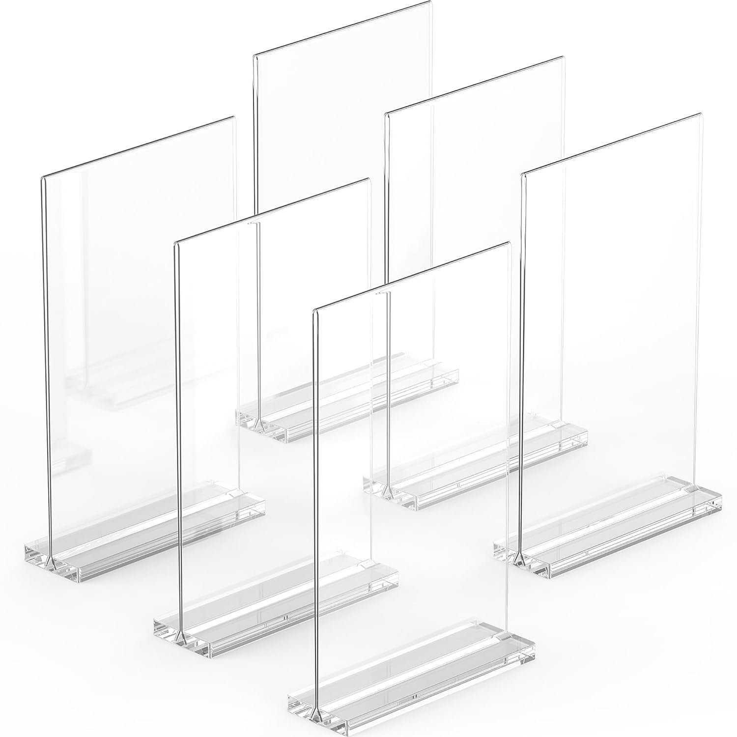 A5 Acrylic Sign Holder - 6 Pack, Sleek and Versatile, Polished Edges, Double-Sided Frame, Easy Photo Change, Acrylic Leaflet Display Stand. Ideal for Photos, Signs, Menus, and Tabletop Displays