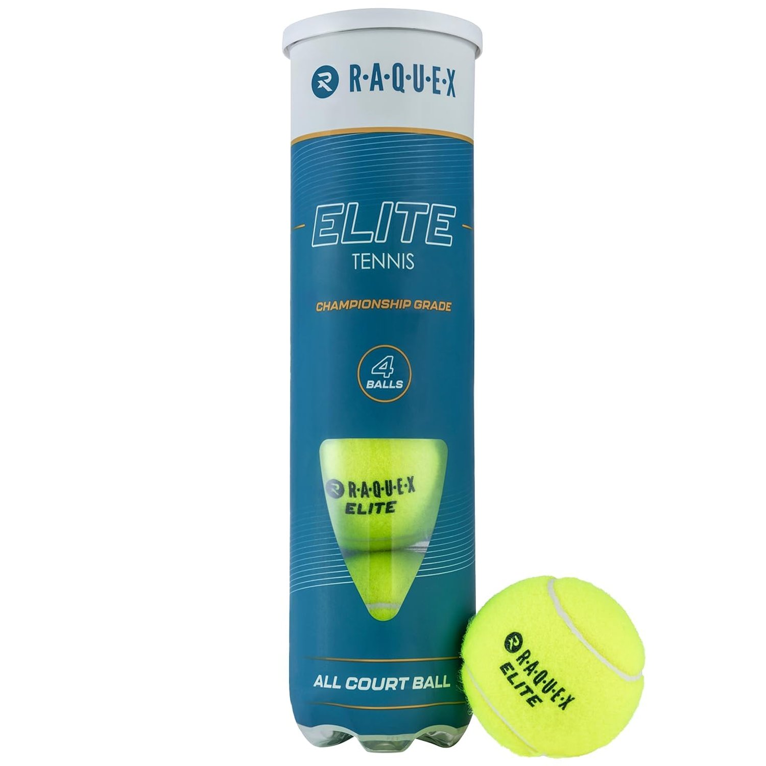 Raquex Elite 4x Tennis Balls (1 to 48 tubes) – All Court Championship Tennis Balls, Professional & Tournament Play – ITF Specification