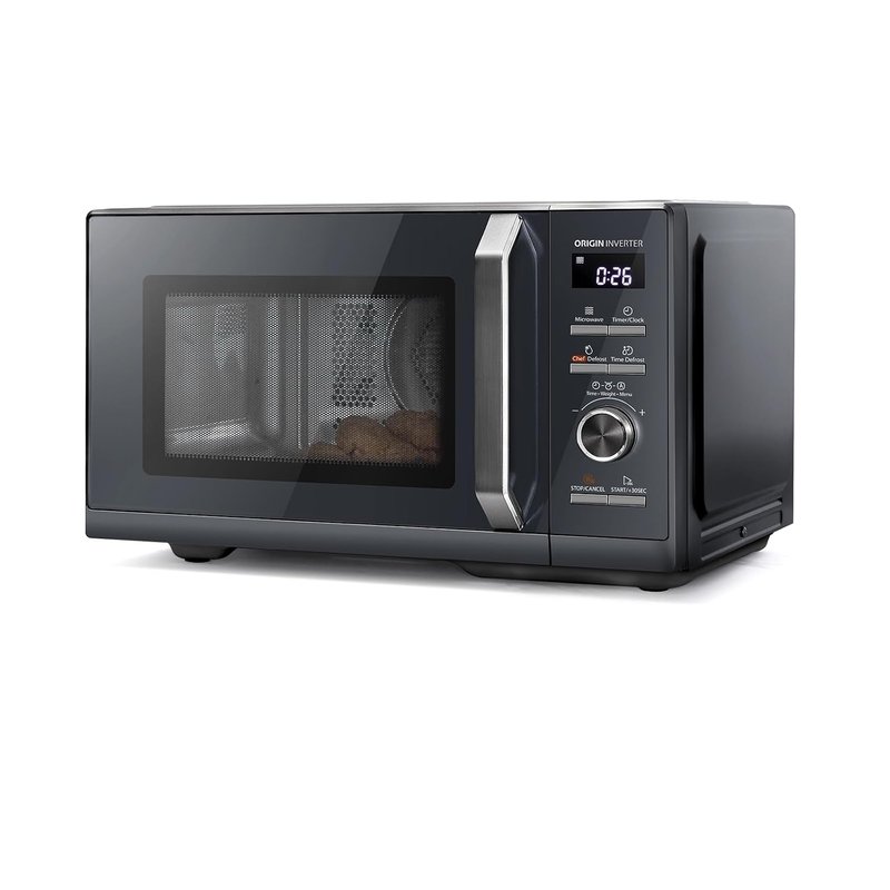 Toshiba 25L Solo 900W Microwave Oven in a Stunning Sleek Morandi Grey Colour, Origin Inverter, Chef Defrost, 10 Power Levels, 7 Auto Menus, Easy Clean, MW3-AM25PFI(MG)