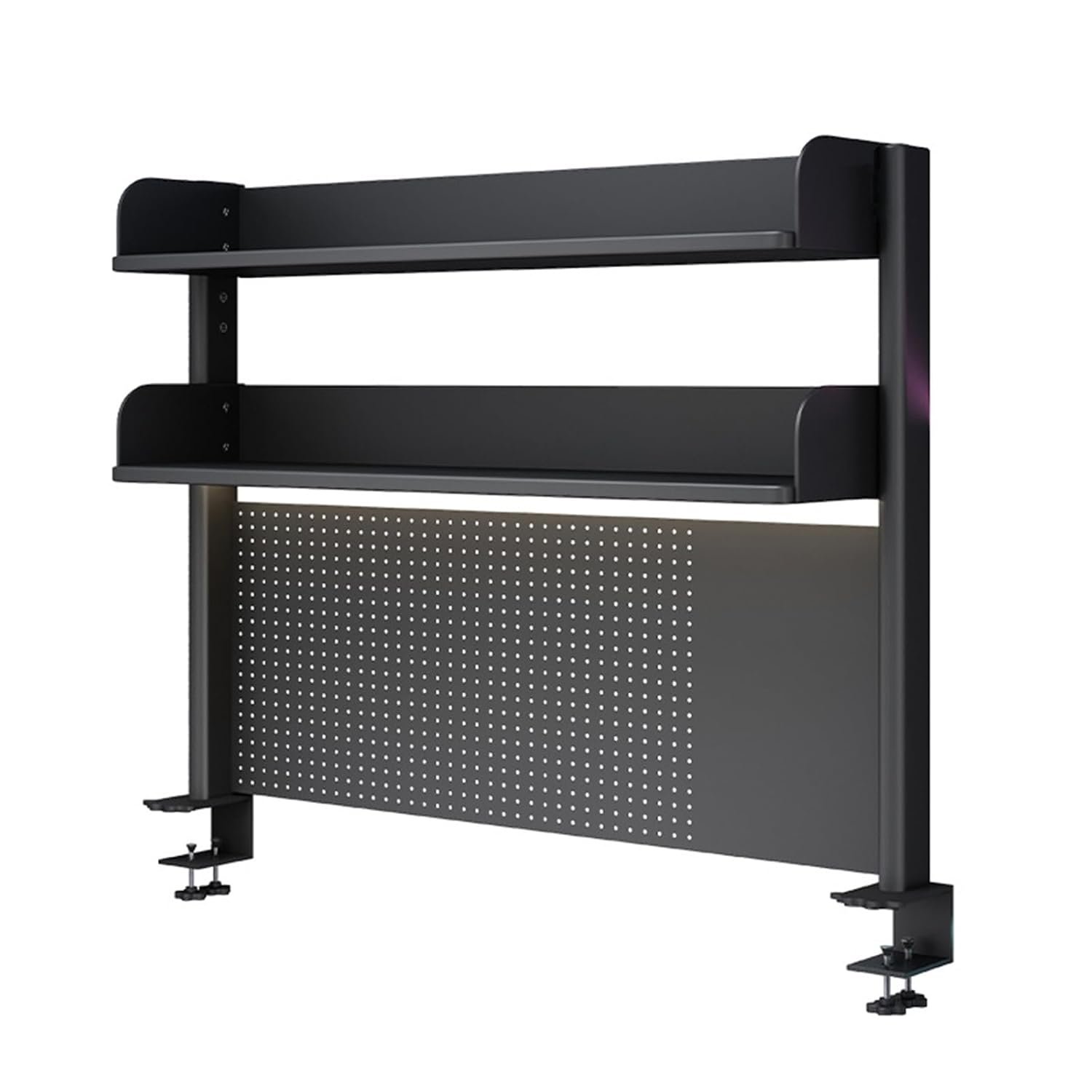 FPIGSHS Clamp On Desk Organizer Shelf, Desk Extender Pegboard Workstation,Computer Desk Accessories For Office, Privacy Panel For Gaming Desk,Clamp-on Desktop Shelving System (black 80cm)