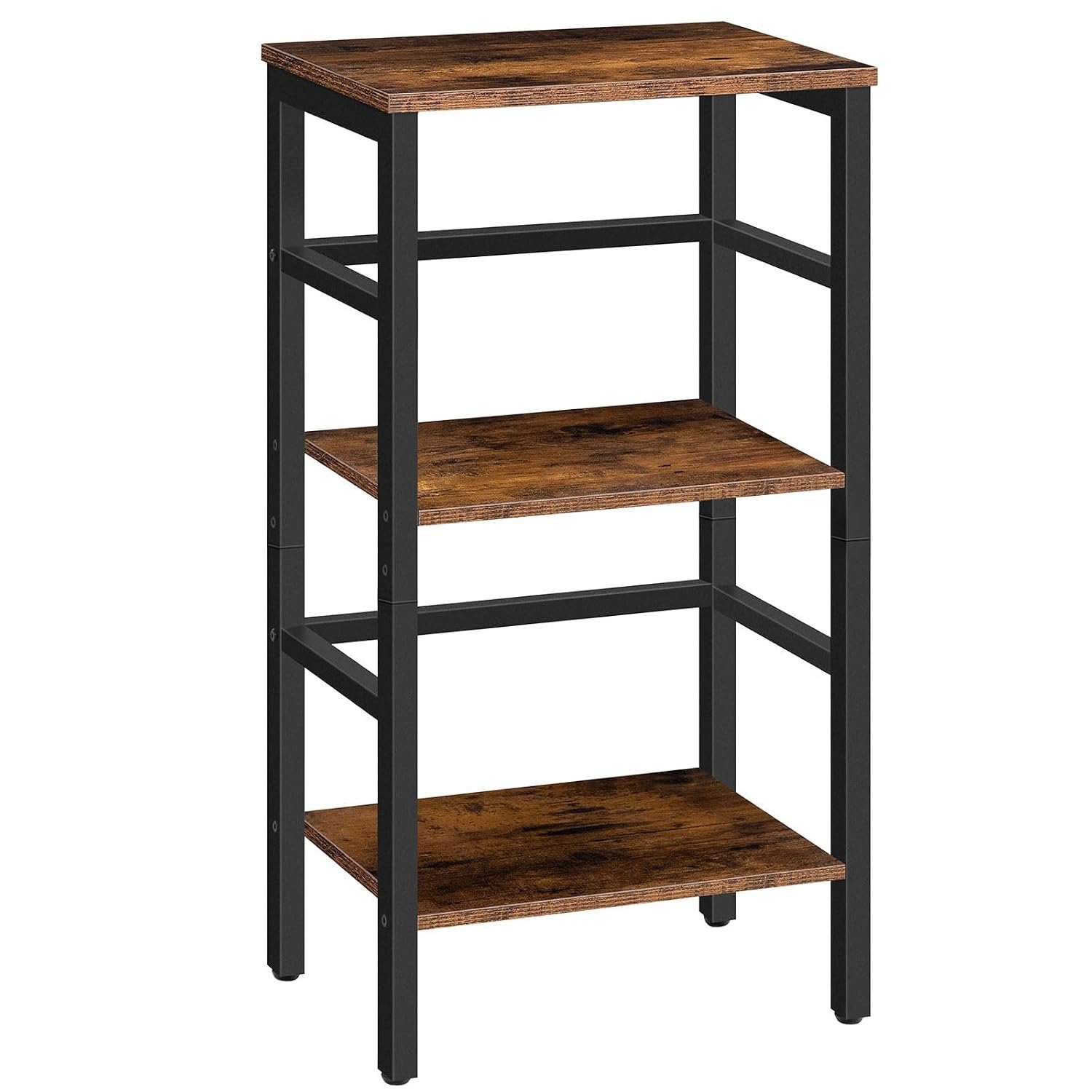 HOOBRO Tall Side Table, Record Player Stand, 3-Tier End Table, Plant Stand, 3-Layer Bookshelf, 40 x 30 x 80 cm, Industrial, for Living Room, Bedroom, Home Office, Kitchen, Rustic Brown EBF80CJ01G1