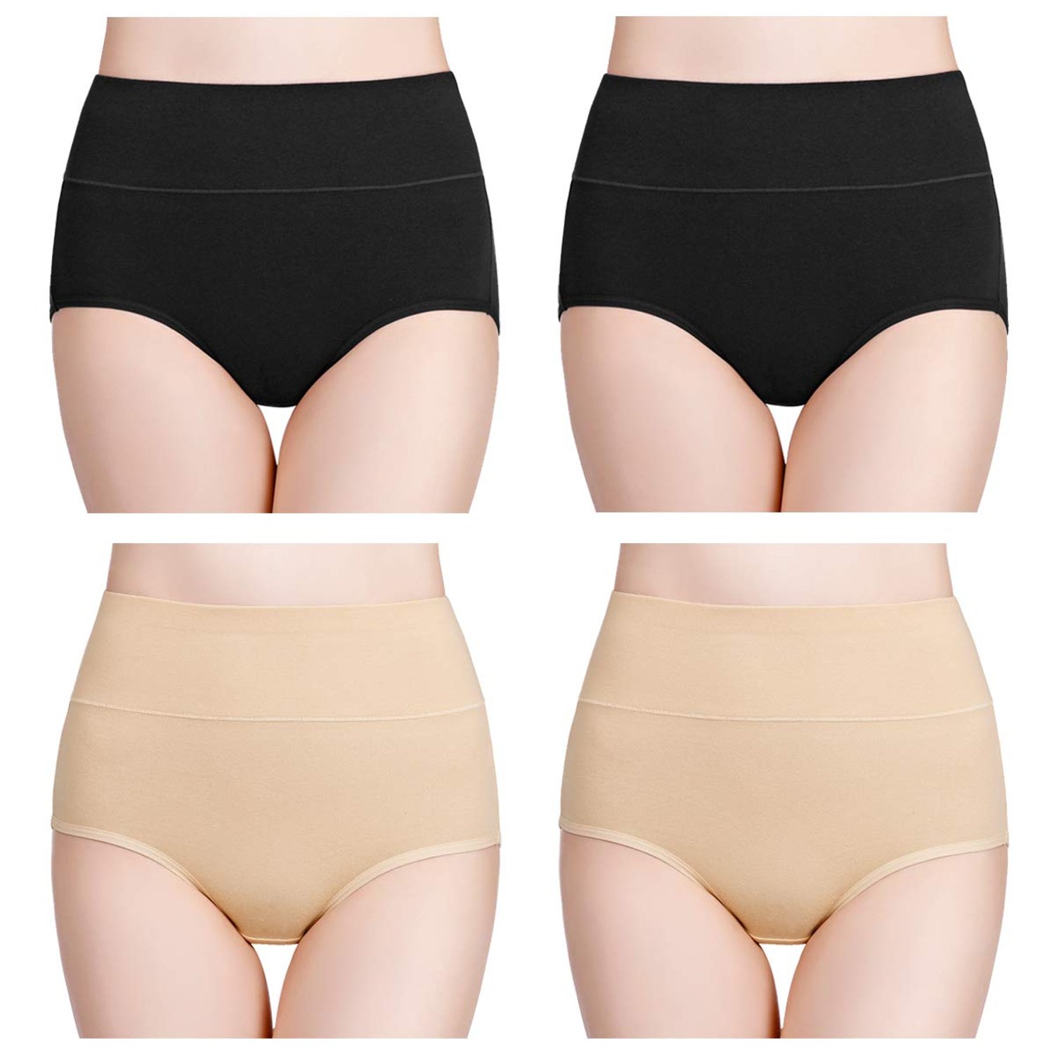 wirarpa Ladies Knickers Cotton Full Briefs High Waisted Underwear Panties for Women Multipack Size 2XL