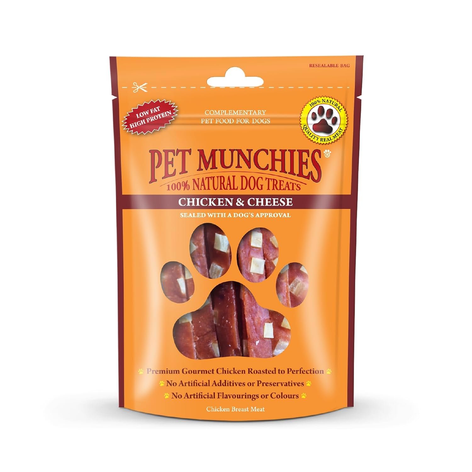 Pet Munchies Chicken and Cheese Dog Treats, Premium Dog Chews with Natural Real Meat, Low in Fat and High in Protein 100g (Pack of 8)