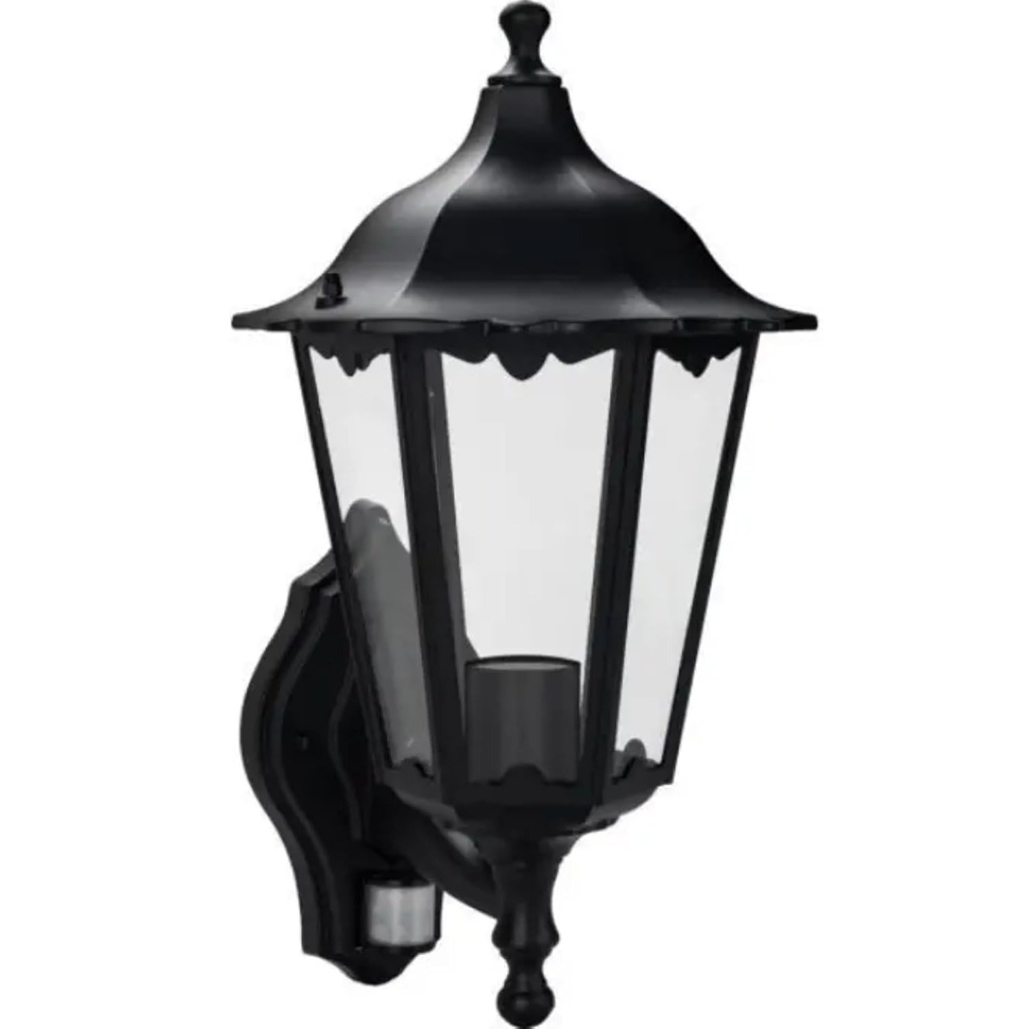 Luceco Six Panel Coach Lantern with PIR Sensor, Black