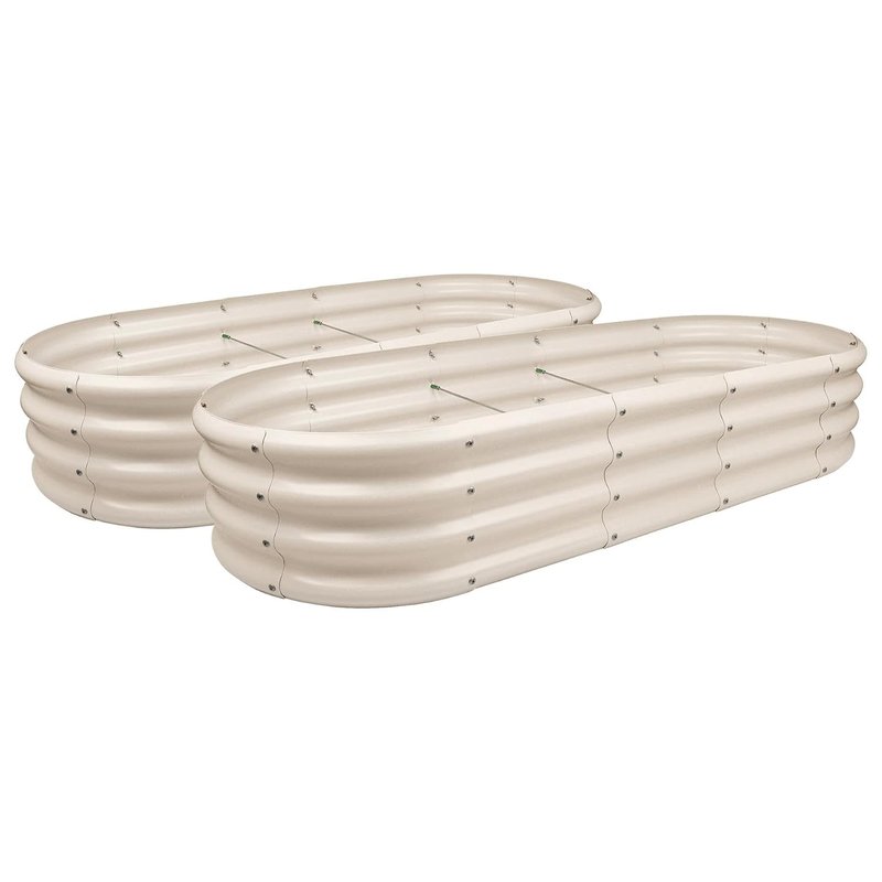 Harbour Housewares Raised Garden Bed - Ivory - 180 x 90cm - Rounded - Pack of 2 - Bottomless Metal Raised Bed Galvanised Steel Planter Box for Growing Outdoor Plants, Vegetables, Flowers and Herbs