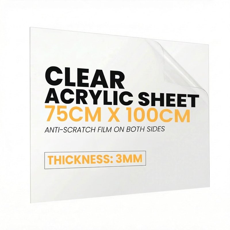 Clear Acrylic Sheet 3mm Thick - 750mm x 1000mm (29.5" x 39.4") – Universal Use Transparent Panel For All Type DIY Craft Projects, Greenhouse Glass Replacement – Durable Hard Plastic Sheet