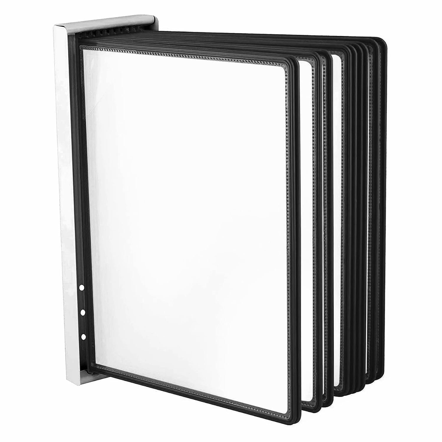 LEVIATAN | Wall Display Board System | Wall Lectern | Document Organiser | Consultation and Presentation Documents | Plastic Case for Papers | Includes 10 Display Panels | Size: A4 | Colour: Black