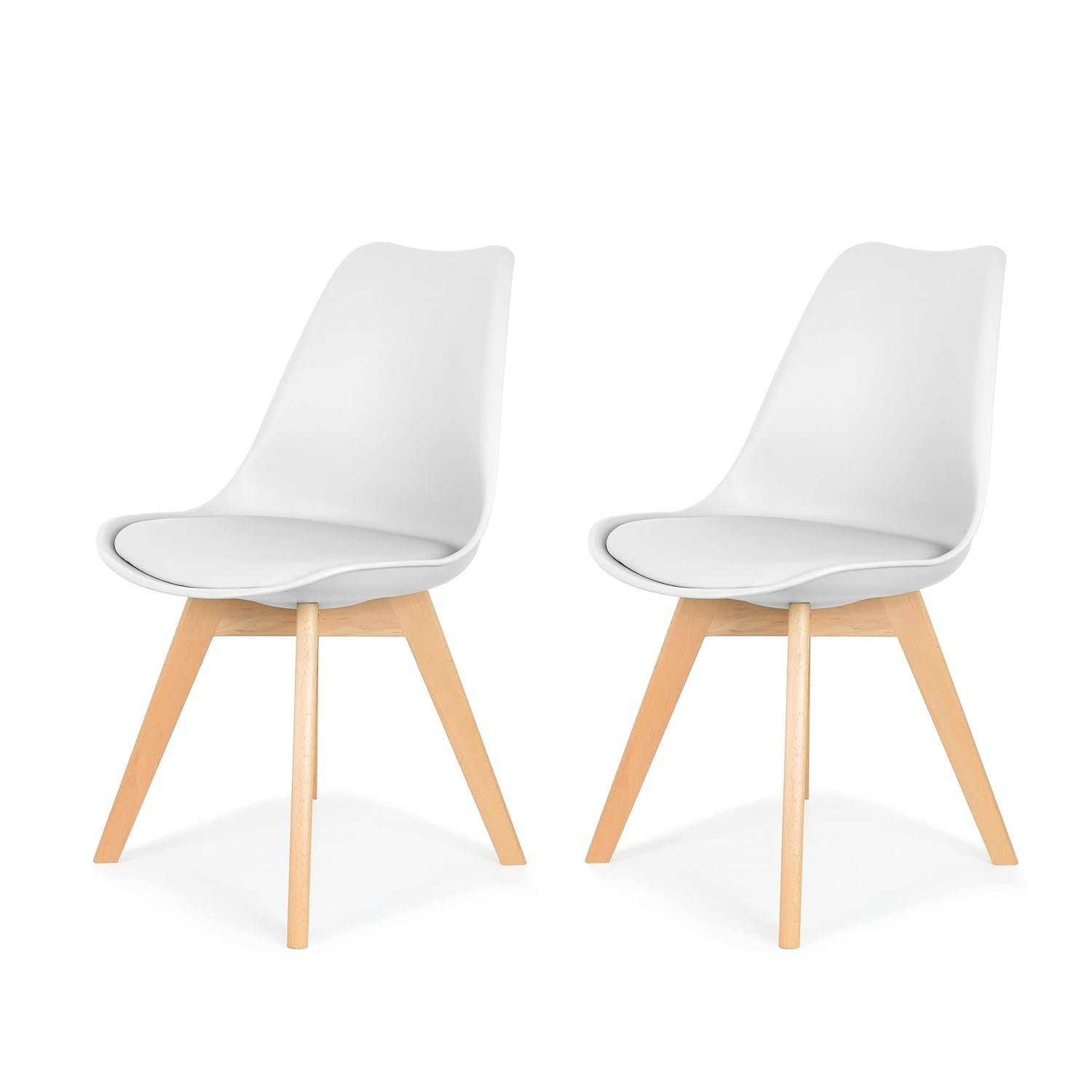 IHANA Dining Chair with Cushioned Pad Seat & Solid Beech Wood Legs for Mid Century Modern Dining Room Living Room Bedroom Kitchen & Lounge