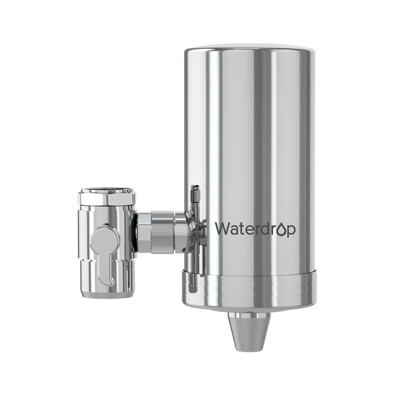 Waterdrop Water Filter Tap, Stainless-Steel Water Filter for Tap, Water Tap Filter Reduces Chlorine, Odor and Bad Taste - 𝐎𝐧𝐥𝐲 𝐅𝐢𝐭 𝐒𝐭𝐚𝐧𝐝𝐚𝐫𝐝 𝐅𝐚𝐮𝐜𝐞𝐭𝐬 (1 Filter Included)