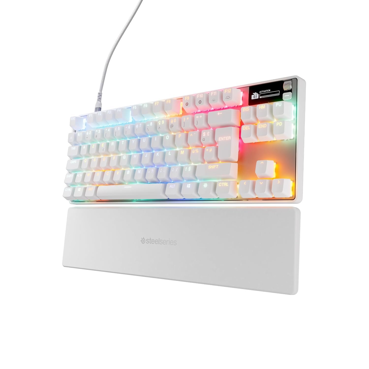SteelSeries Apex Pro TKL Gen 3 - White Gaming Keyboard - Adjustable Hall Effect Switches; OmniPoint 3.0 - Game-Ready Presets - Rapid Trigger, Protection Mode, Rapid Tap/SOCD - French AZERTY