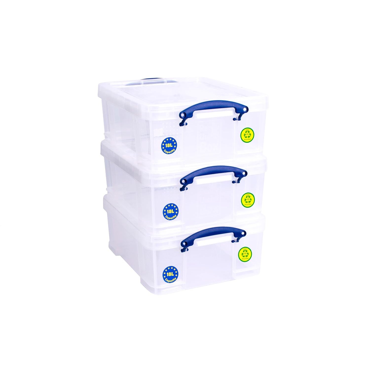Really Useful Box Plastic Storage 18 Litre Clear (Pack Of 3)