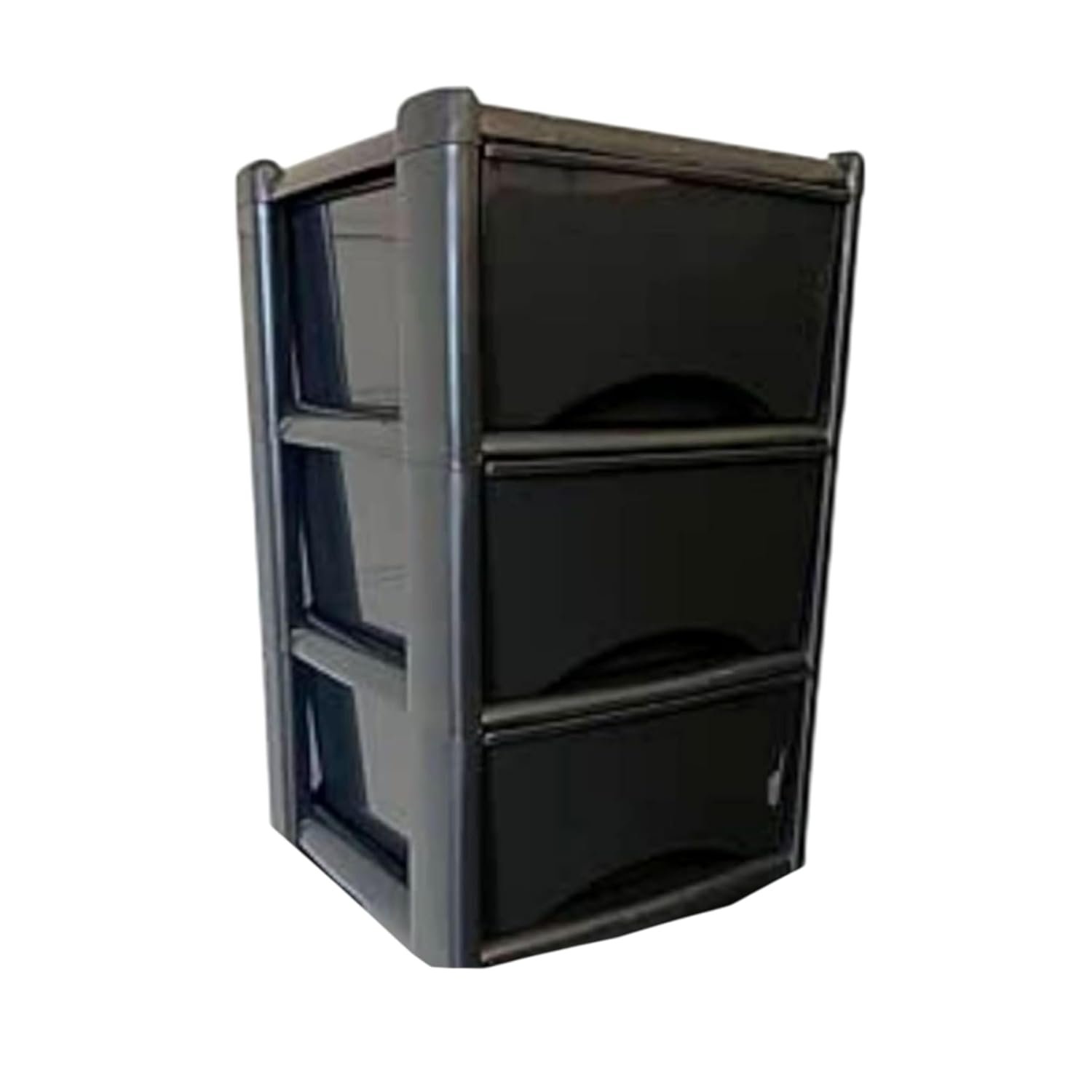 Neat. 3 Plastic Storage Drawers Unit with See-Through Drawers, Compact Vertical Design – Durable Plastic, Ideal for Organizing Office Crafts, and Household Items, 60cm x L39cm x W39cm - Black