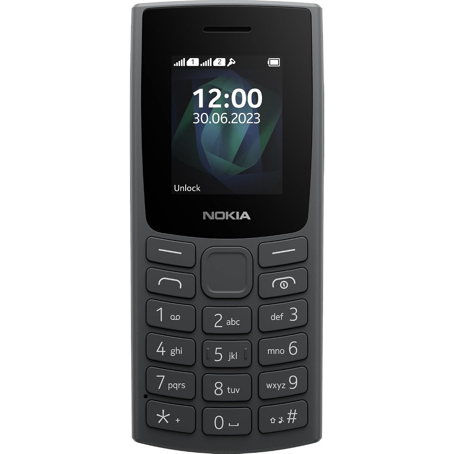 Nokia 105 2G Feature Phone with long-lasting battery, 12 hours of talk-time, wireless FM radio, large display, and tactile keyboard, Dual Sim - Charcoal