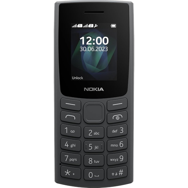 Nokia 105 2G Feature Phone with long-lasting battery, 12 hours of talk-time, wireless FM radio, large display, and tactile keyboard, Dual Sim - Charcoal