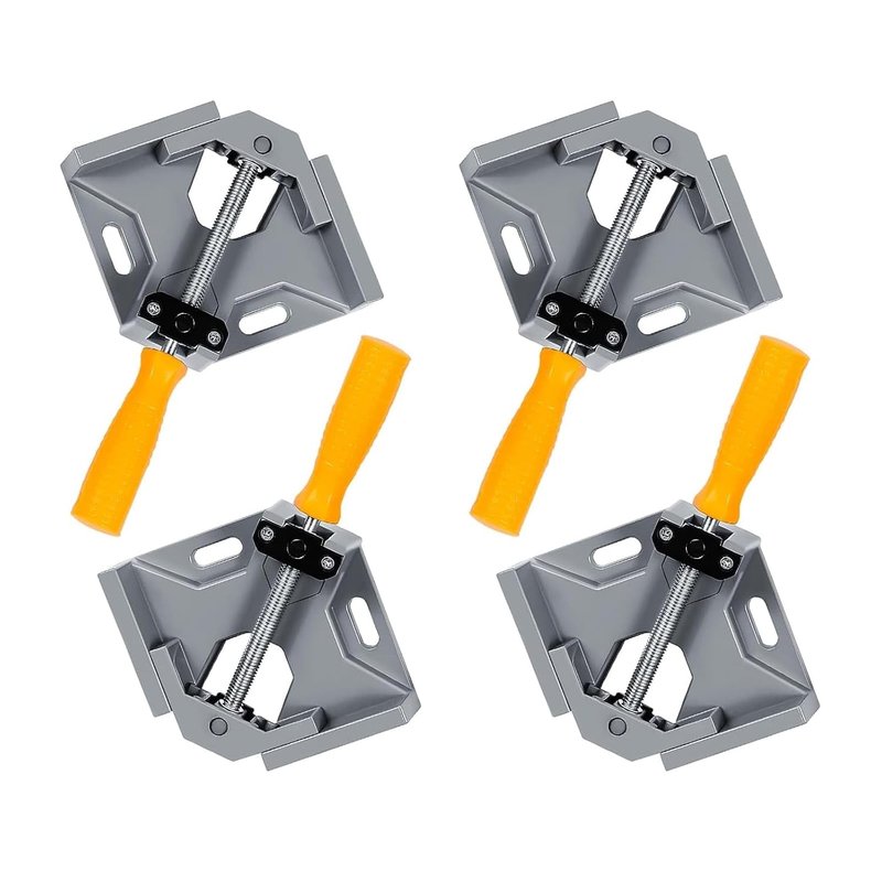 4 Pcs Right Angle Clamp, 90 Degree Corner Clamp, Photo Framing Tool, Single Handle Aluminium Alloy Corner Clamp for Woodwork, Woodworking Clamp, for Carpenter DIY Welding Woodworking Engineering