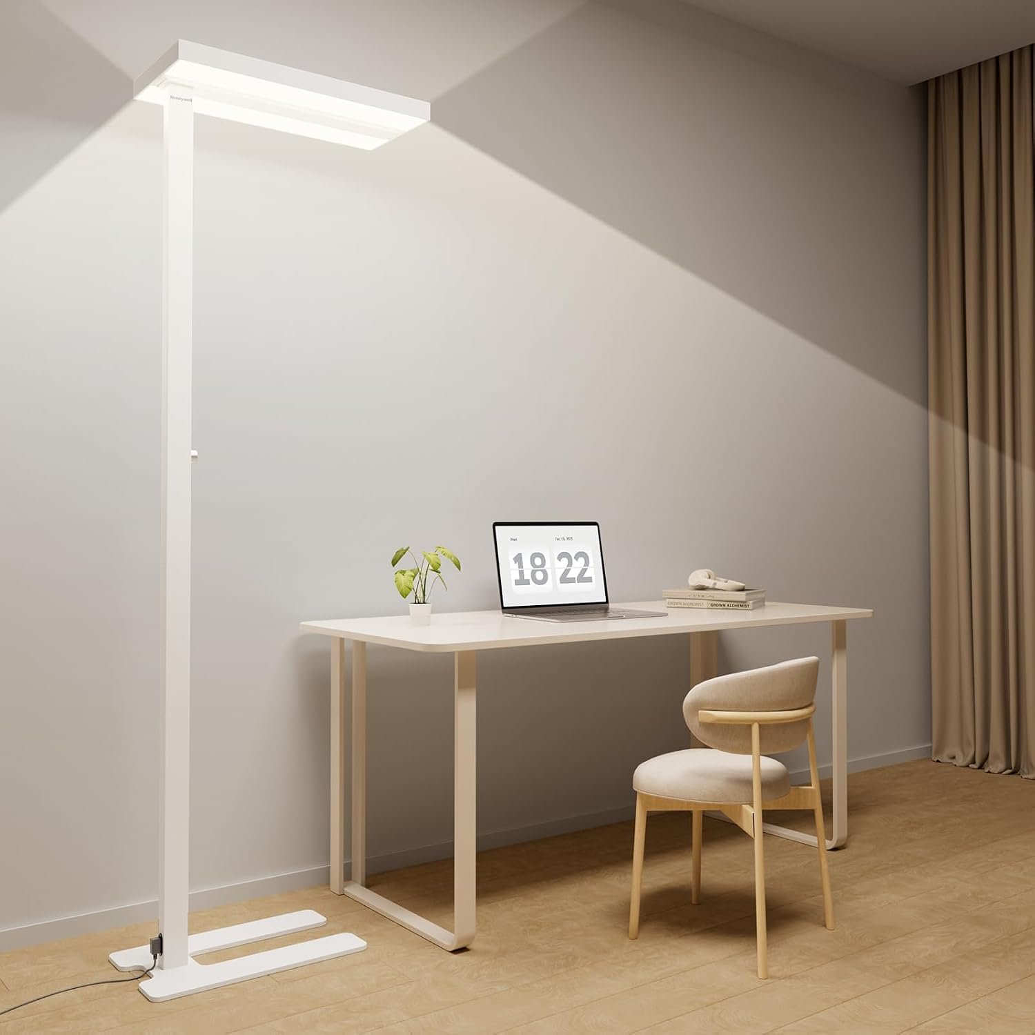Honeywell 8000LM LED Floor Lamp, 02E Gen Sunturalux Eye-Caring Reading Standing Light, 80W Modern Natural Daylight 4000K Dimmable 77" Tall Floor Lamps for Living Room for Kids Study Home Office