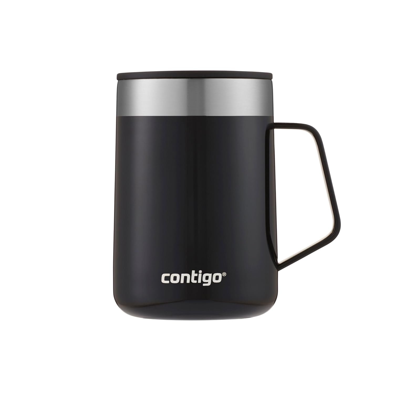 Contigo Streeterville Stainless Steel Mug with Handle and Splash-Proof Lid, Vacuum-Insulated Metal Cup for Coffee and Tea with Handle and Grip Base to Prevent Slipping, Licorice, 14 oz (414 mL)