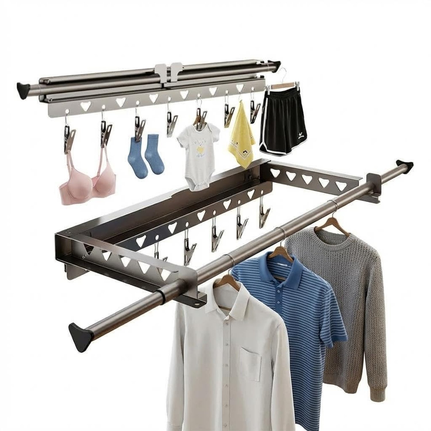 Invisible Balcony Laundry Hanger, Concealed Foldable Garment Drying Rack, Wall Mounted Retractable Clothes Airer, Lightweight Durable Household Drying Accessory for Indoor Living Space Wet Garment Arr