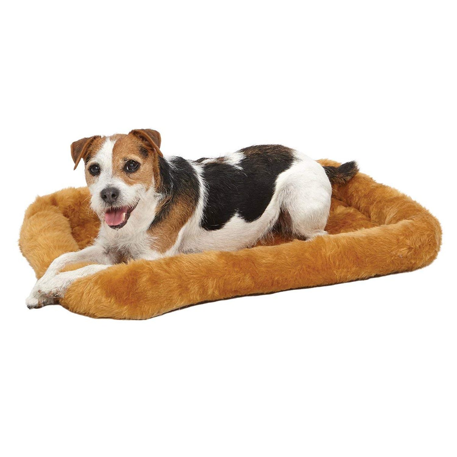 MidWest Homes for Pets QuietTime Dog Bed – Cinnamon Faux Fur Bolster, Ultra-Soft and Machine Washable, Fits 61 cm Crates and Carriers, for Small Breed Dogs