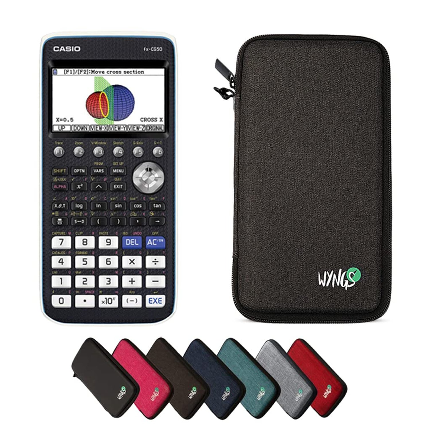 Casio fx-CG50 including a WYNGS protective case in Dark Gray - Basic Set
