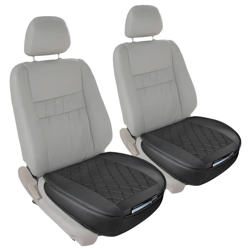 2 Pack Car Seat Covers PU Leather, Car Seat Protector for Front Seat Bottom with Storage Pocket, Anti-Slip Soft Seat Cushion for Driving, Car Seat Cover Front 2pcs, Universal Fit 95% Vehicle, Black