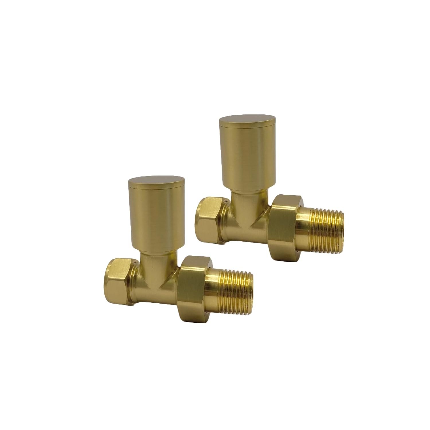 Greened House Alton Brushed Brass/Gold Straight Towel Rail Valves 1/2" /15mm Radiator valves