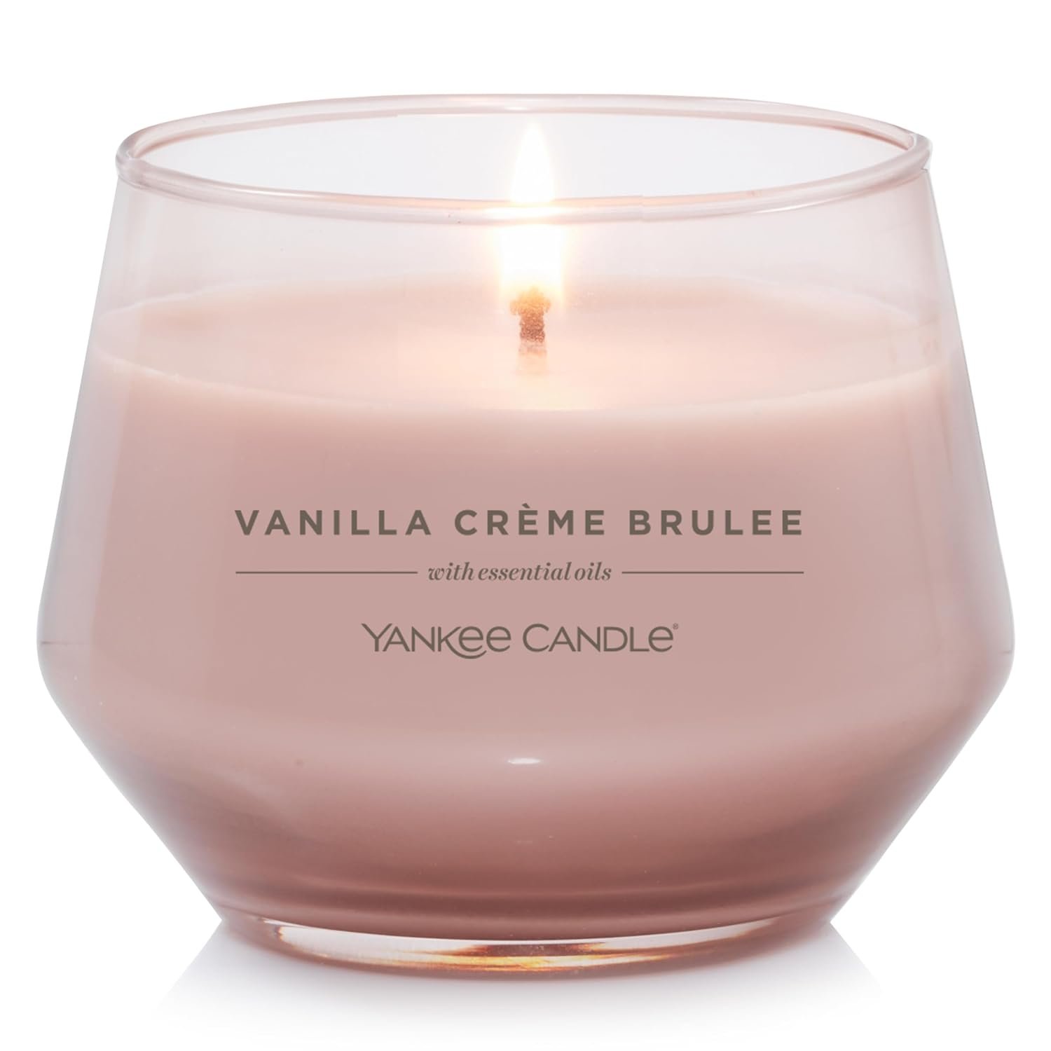 Yankee Candle Studio Scented Candle | Vanilla Crème Brulee Medium Candle | Long Burning Candles: 35-50 Hours | Stylish Glass Vessel Design with Beige Wax | Perfect Gifts for Women