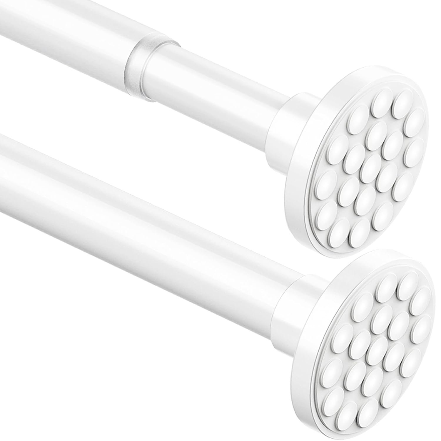 Curtain Pole, 300 cm Long Shower Rail, No Drilling, Extendable Telescopic Rod, Curtain, Shower Curtain Rail for Bathroom, Bedroom, White (85-270CM, Φ32 mm)