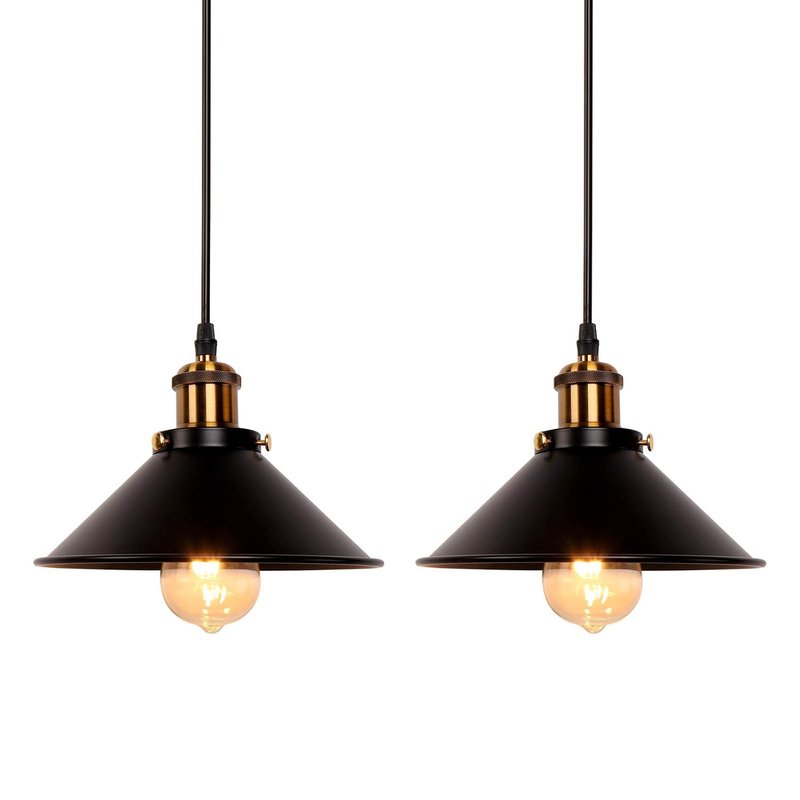 Newrays 2 Pack Industrial Retro Black Iron Kitchen Restaurant Bar Balcony Hanging Pendant Light