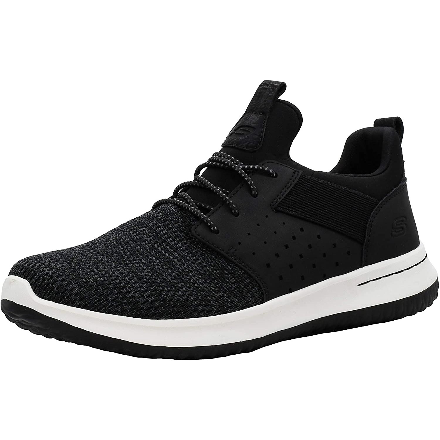 Skechers Men's Classic Fit Delson Camben Sneaker, Black/White, 11 M US