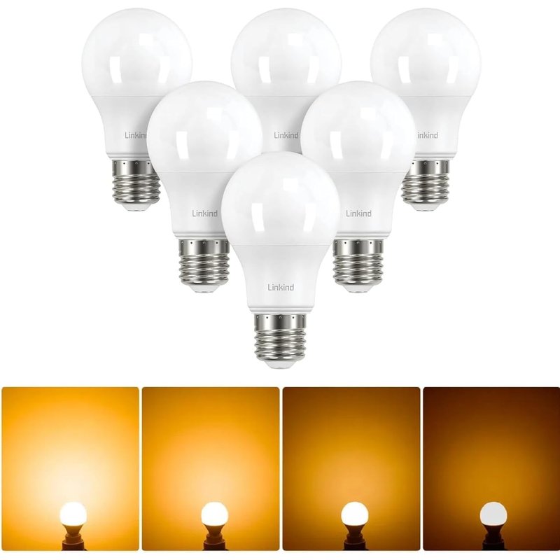 Linkind Dimmable E27 Screw Bulb, 7.3W (Equivalent to 60W) ES Edison Screw LED Light Bulbs, Warm White 2700K, 806LM, A60 GLS Standard Light Bulbs, Energy Saving Large Screw Bulbs, Pack of 6
