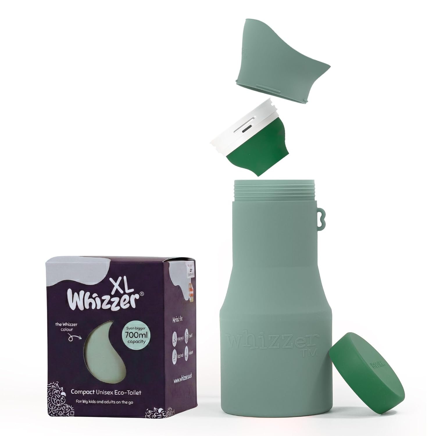 Whizzer™ - Discreet Portable Toilet For Adults - Seen on Dragons Den - Travel Essentials for Festivals, Camping, Caravans & Travel - Silicone Pee Bottle for Men & Women - Portable & Leakproof - 700ml