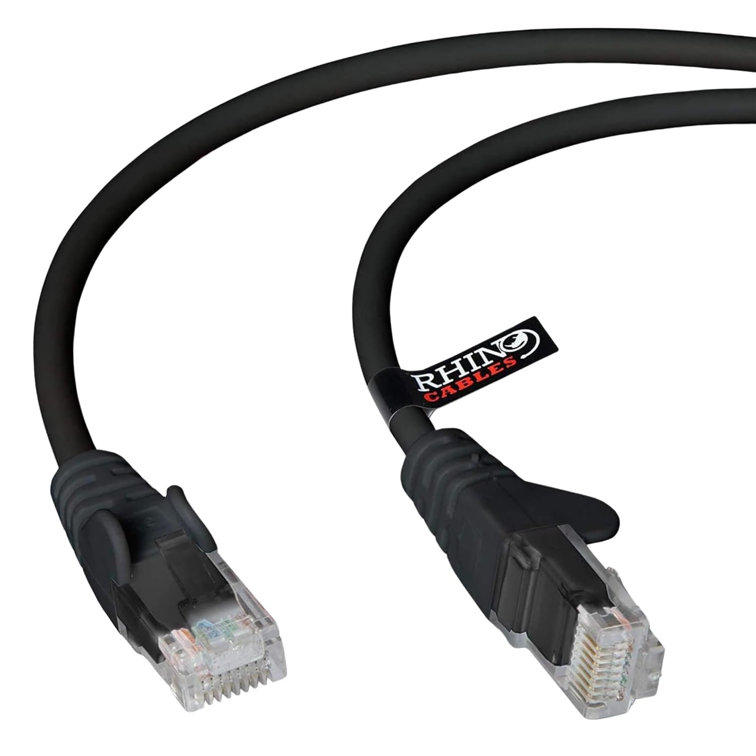 rhinocables CAT 5e High-Speed Ethernet Cable - Reliable LAN Network RJ45 Cable for Fast Internet & Data Transfer | Durable WiFi Broadband Cable for Gaming & Streaming, (30m, Black, Pack of 10)