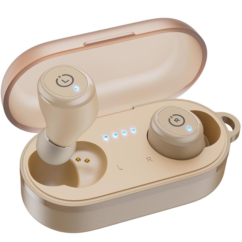 TOZO T10 Wireless Earbuds Bluetooth 5.3 Headphones, App Customize EQ, Ergonomic Desigh, 55H Playtime, Wireless Charging Case, IPX8 Waterproof Powerful Sound in-Ear Headset Khaki (New Upgraded)