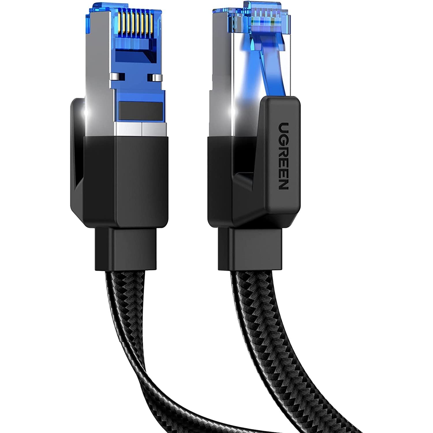 UGREEN Ethernet Cable 15M, Cat 8 Internet Cable Flat High-Speed 40Gbps 2000Mhz Network Cable, Gigabit Braided RJ45 LAN Cable Patch Cord Compatible for PC/Laptop, PS5, Xbox, Modem, Router, Switch, TV
