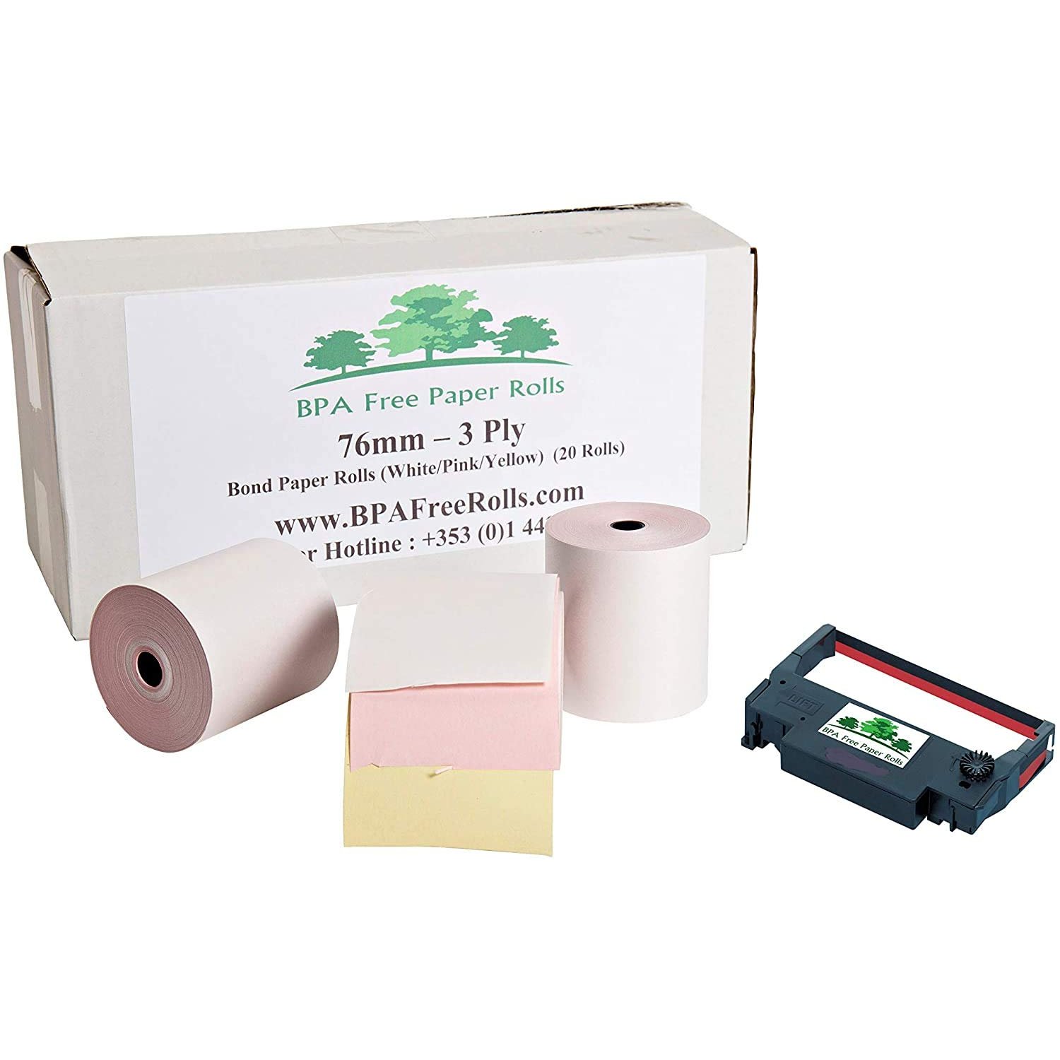 Axiohm A714, 3 Ply Paper Rolls (20 Roll Box), 3 Ply Triplicate Till Rolls, 3 Ply Kitchen Printer Rolls, (Pack of 20-400 Rolls)