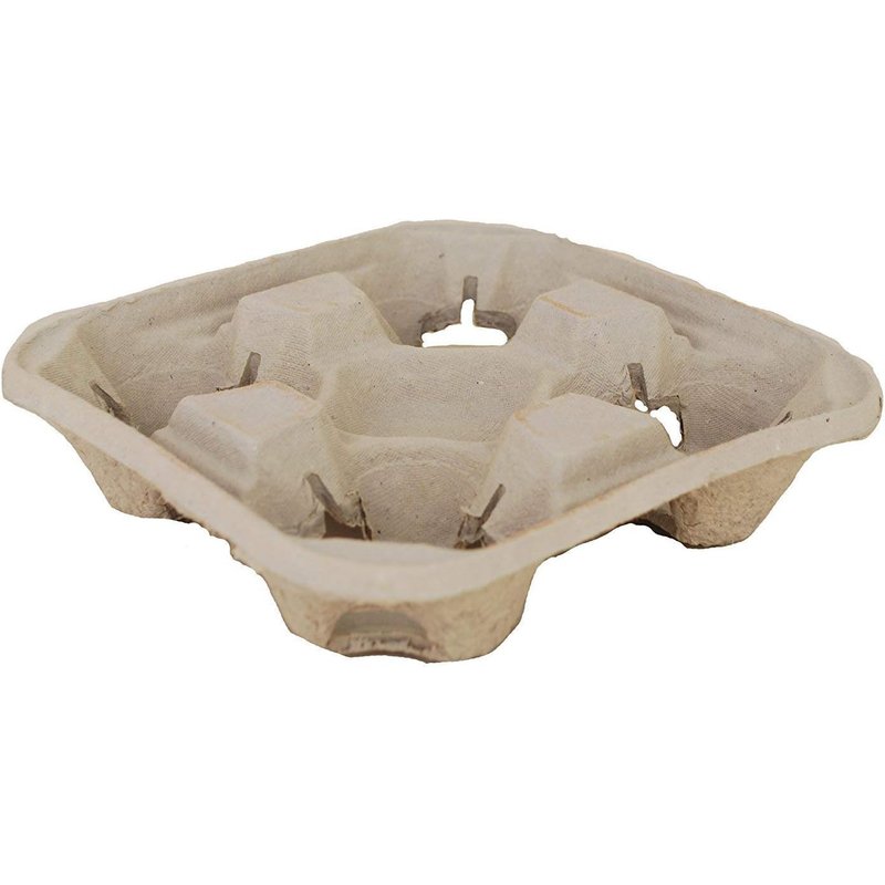 HOT BARGAINS 4 Cup Carrier Tray, Biodegradable Pulp Paper Cup Holders for Hot and Cold Drinks, Brown, Pack of 90
