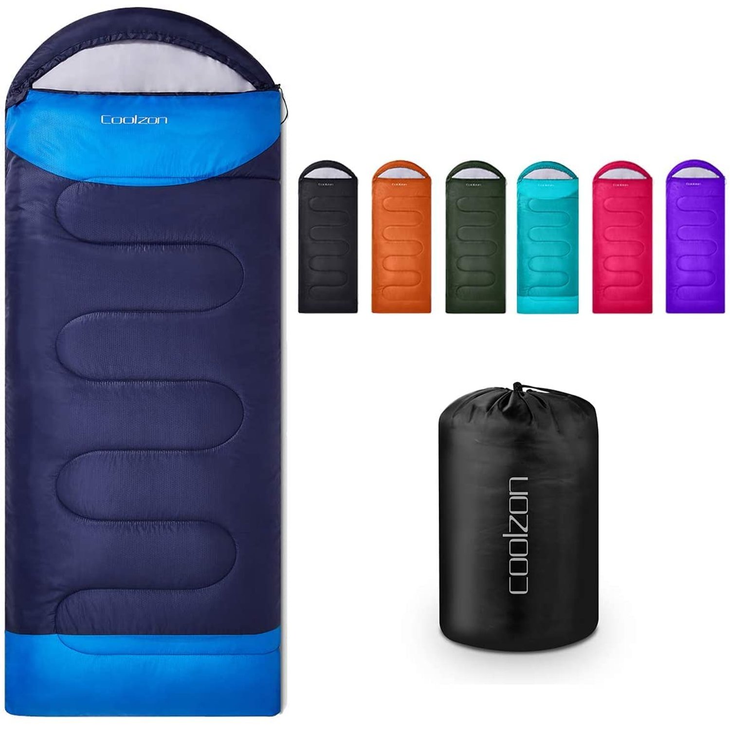 Coolzon Outdoor Sleeping Bag for Camping, for 3-4 Seasons, Adult Blanket, Small Packed Size, Ultralight Carry Bag, Soft, Thick and Warm, for Outdoor Camping, Travel, Hiking, Navy