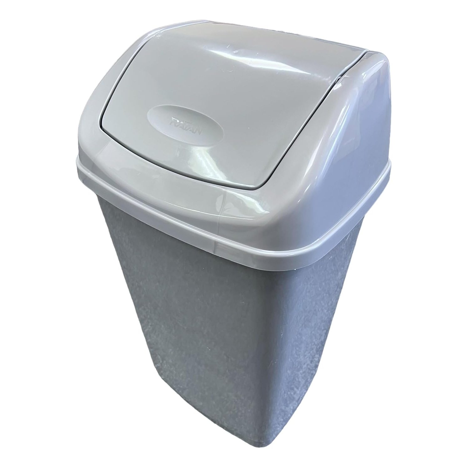 Chabrias Ltd 2 Pack 25L Swing Top Bin - Grey Plastic Rubbish Bin with Lid for Kitchen, Bathroom, Office & Utility Rooms - Compact Waste Bin with Easy-Clean Design, Removable Top & Odour-Reducing Lid