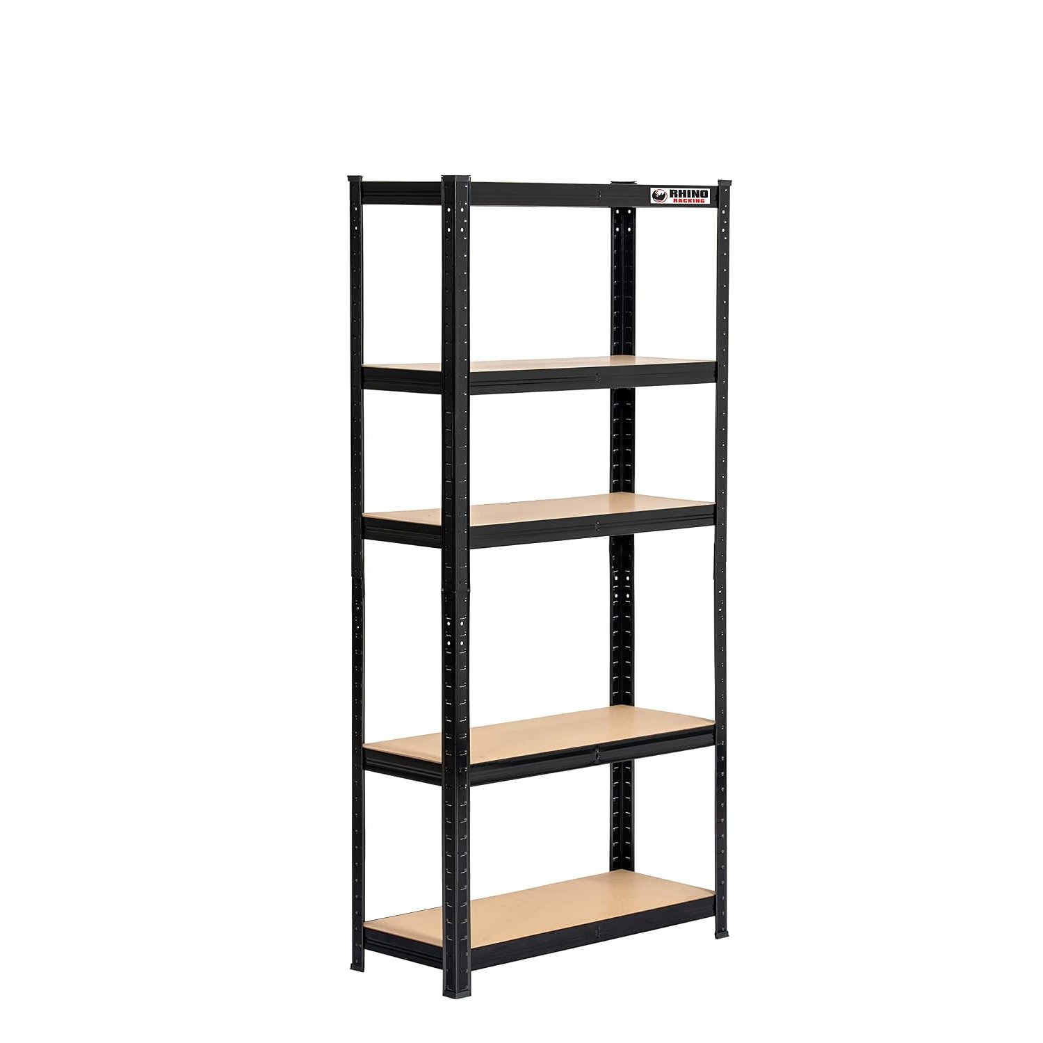 Rhino Racking - 5 Bays - 5 Tier Heavy-Duty Industrial Storage Shelves - Black - 150x75x30cm