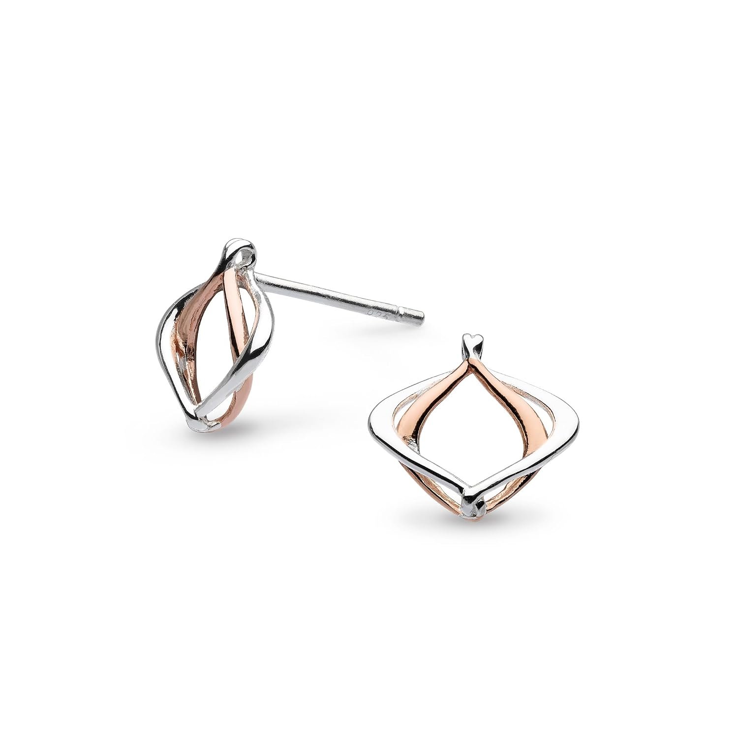 Kit Heath Alicia Rose Petite Stud Earrings - Sterling Silver with Rose Gold Plate, Simple and Elegant Design, Perfect for Everyday Wear