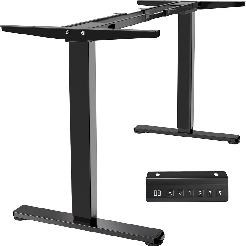 VIVO Electric Stand Up Desk Frame, DIY Workstation, Frame Only, Dual Motor Ergonomic Standing Height Adjustable Base with Memory Controller, Black, DESK-E-200B