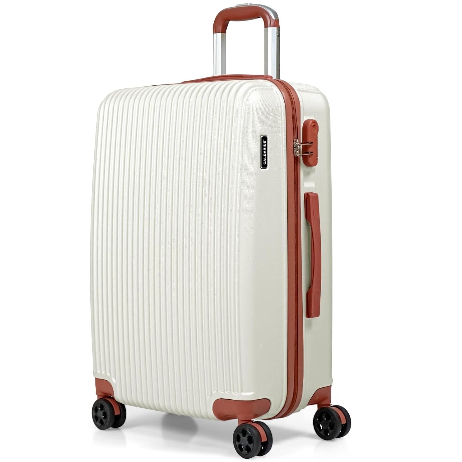 CALDARIUS Hardshell Luggage | Durable Suitcases | Lightweight & Secure with Combination Lock | Smooth 4 Dual Spinner Wheels | Ideal Travel Bag & Luggage Sets (White, Medium 24")