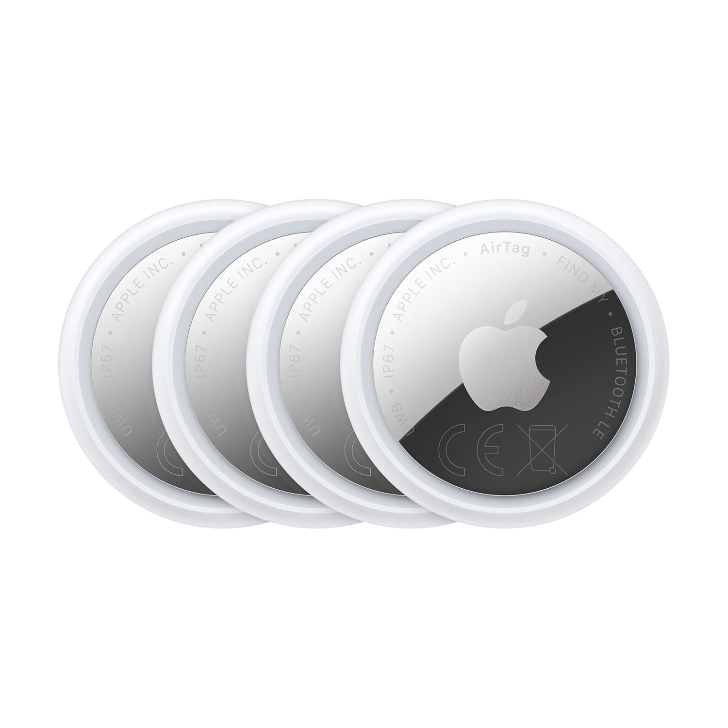 Apple AirTag 4 pack (2nd generation): Tracker for Keychain, Wallet and More; Locator with Sound; Simple One-Tap Setup with iPhone or iPad; Key Finder with up to 1.5x Precision Finding Range