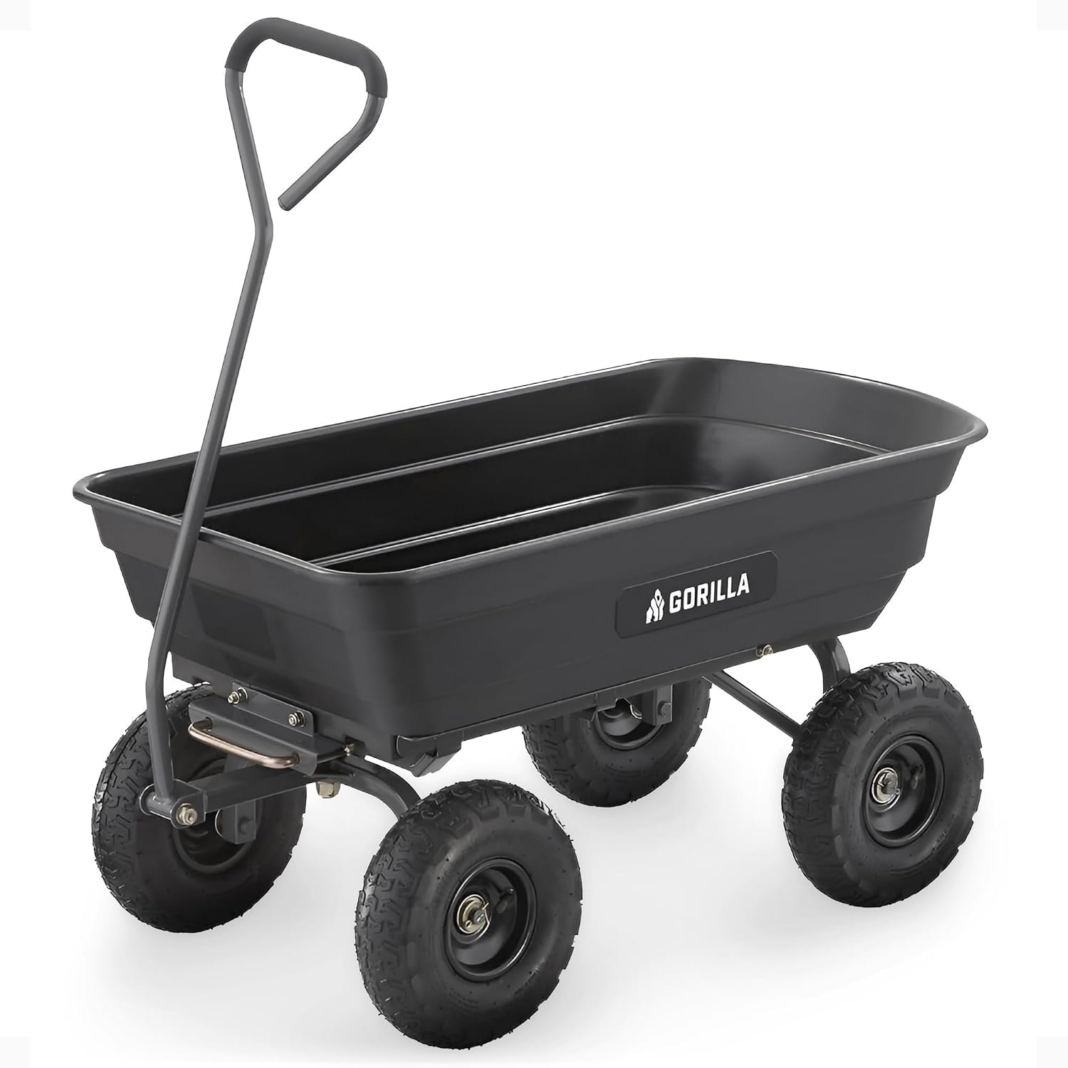 Gorilla Carts GOR4PS Poly Garden Dump Cart with Steel Frame and 10-in. Pneumatic Tires, 600-Pound Capacity, Black