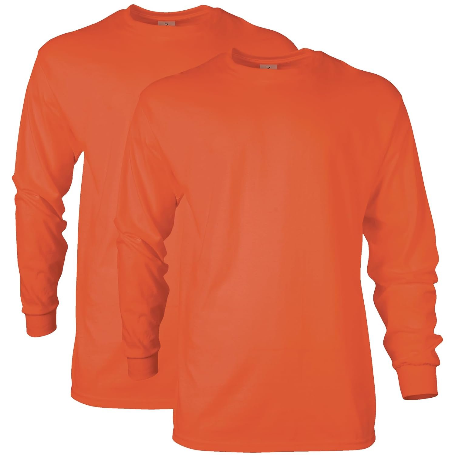 Gildan Unisex-Adult Ultra Cotton Long Sleeve T-Shirt, Style G2400, Multipack, Orange (2-Pack), XXL