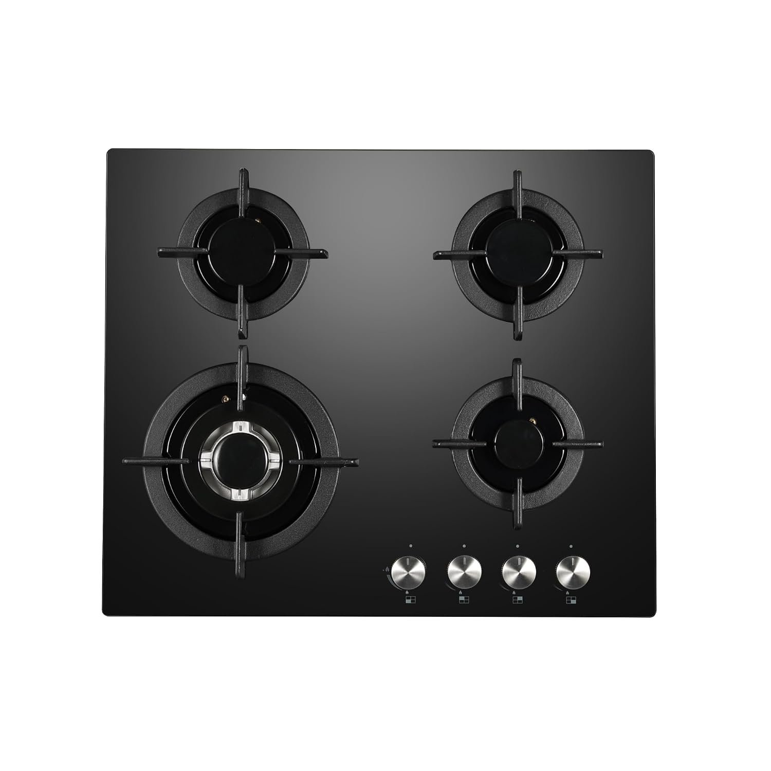 Cookology 60cm Built-in Gas-on-Glass Hob - 4 Burners - Black