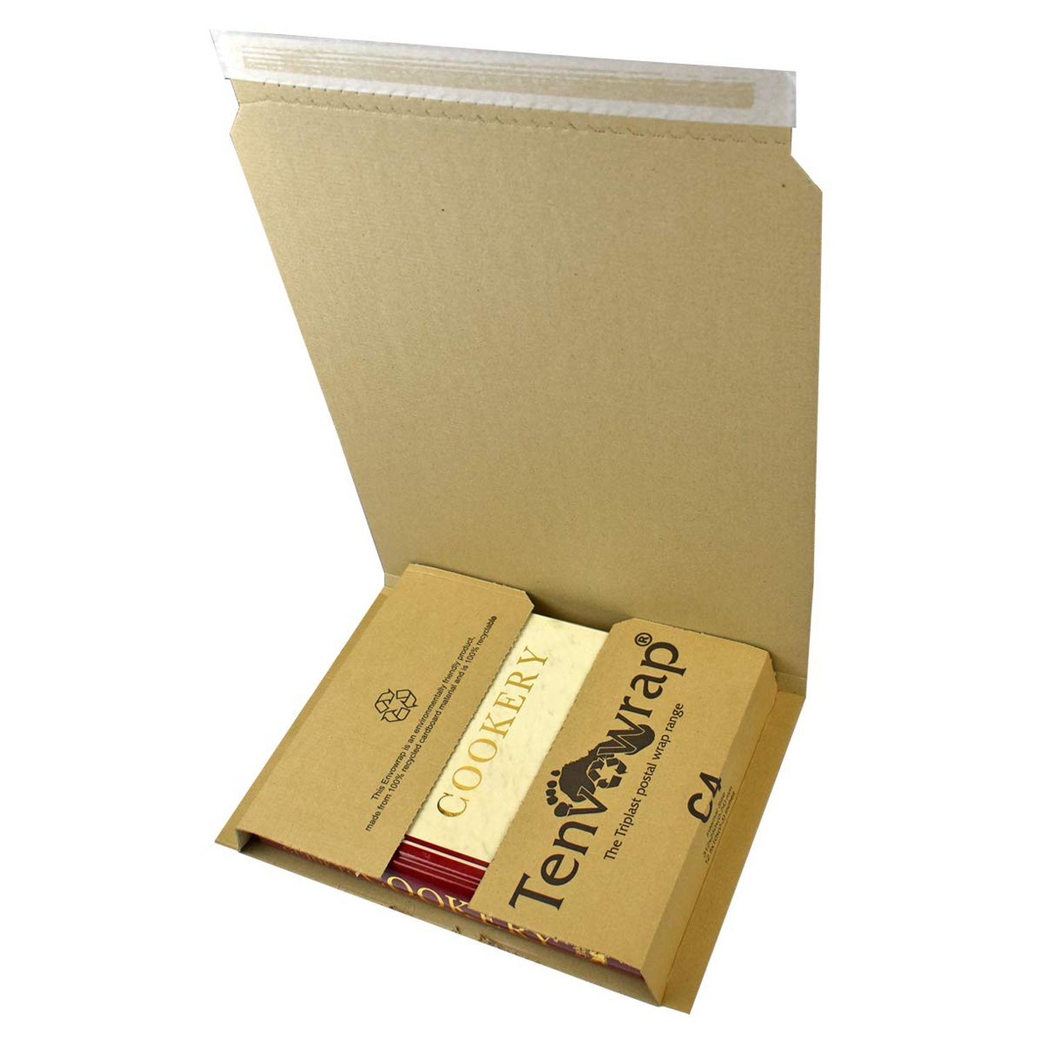 Triplast C4 Tenvowrap Book Postal Wraps 312x250x(0-74) mm Strong Cardboard Mailers (Pack of 25)