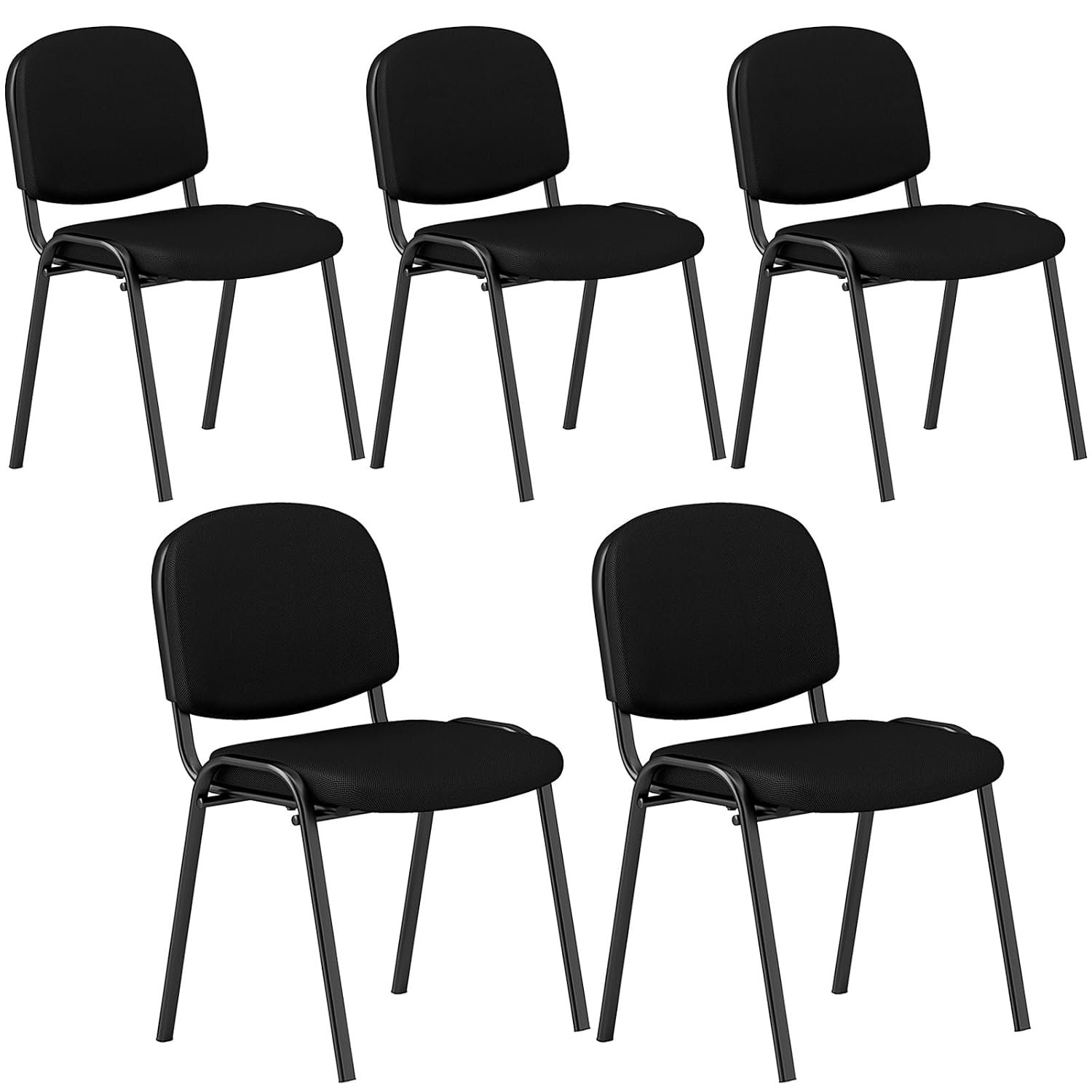 CASART 5/10PCS Stackable Conference Chairs, Heavy Duty Reception Chairs with Upholstered Fabric Seat, Metal Frame Guest Chairs for Home Waiting Room Conference Room Office (5)